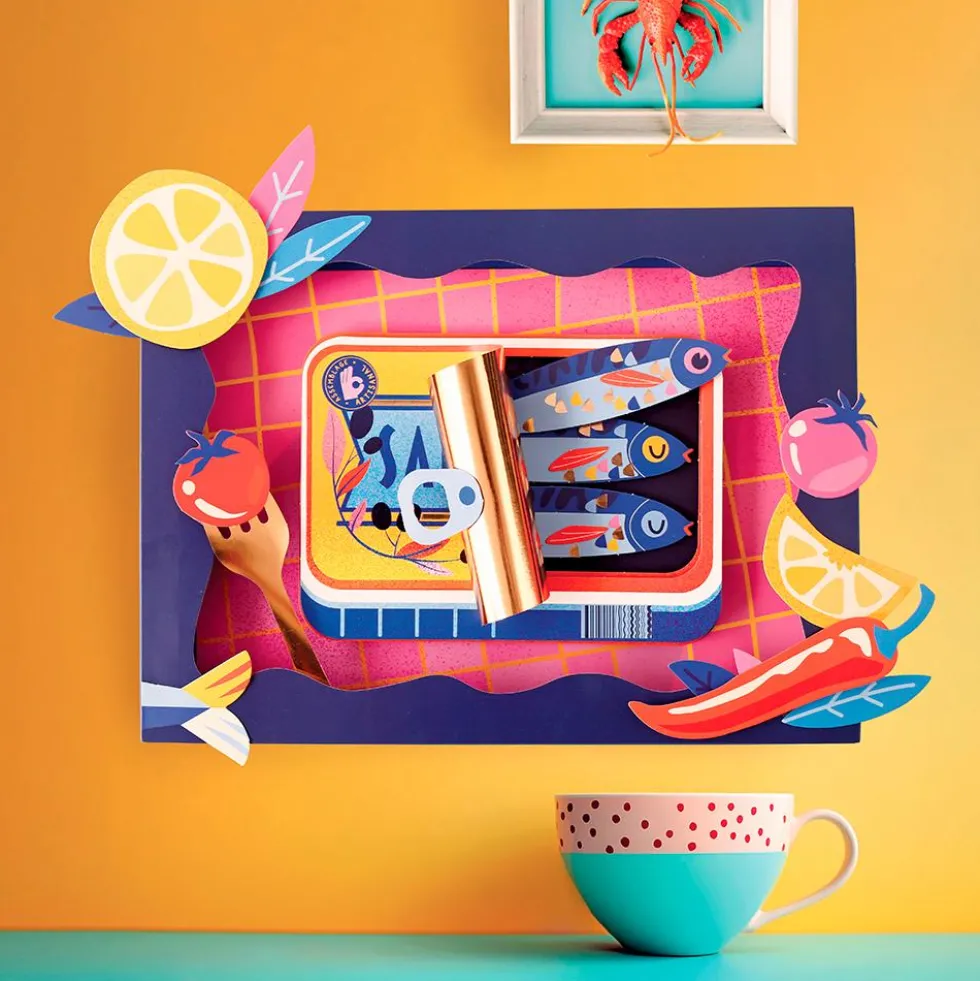 Set DIY cuadro 3D sardinas