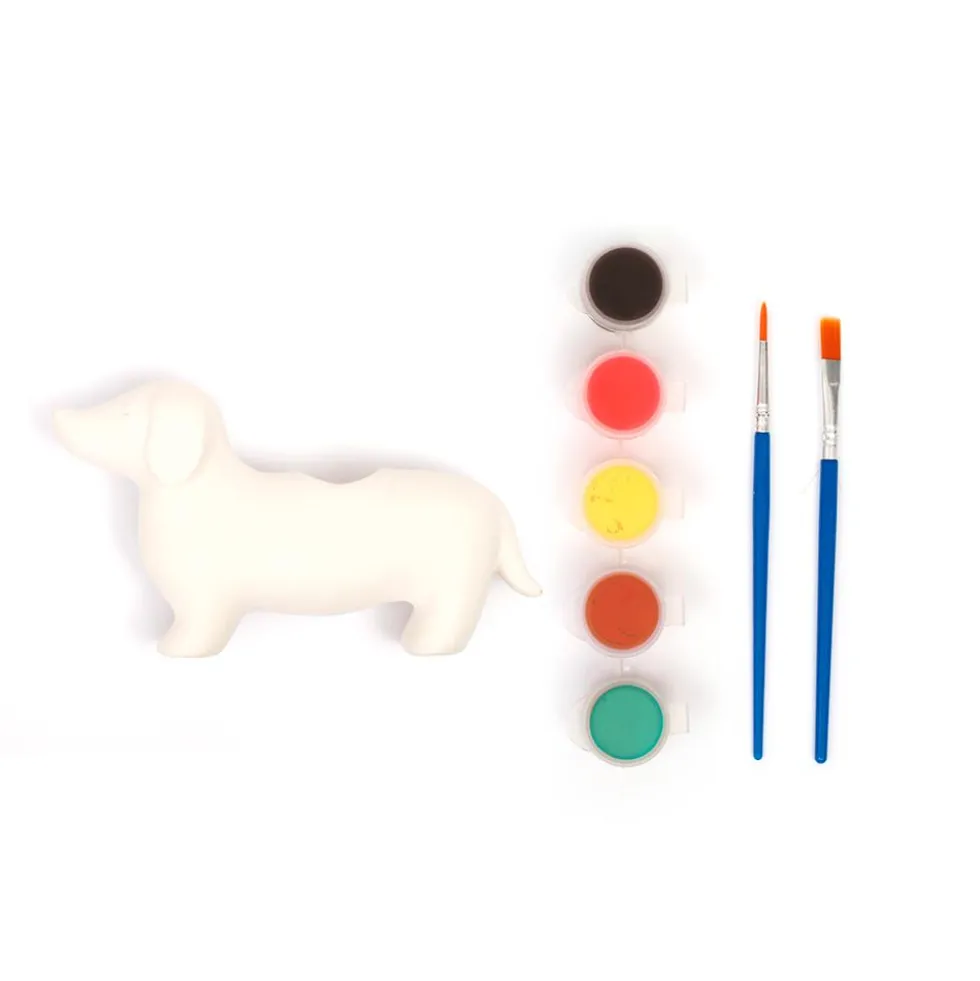 Set para pintar portavelas cerámica teckel