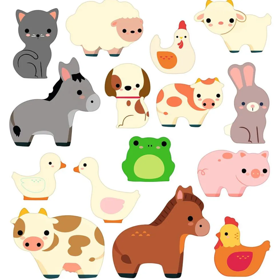 Set pegatinas removibles animales de la granja