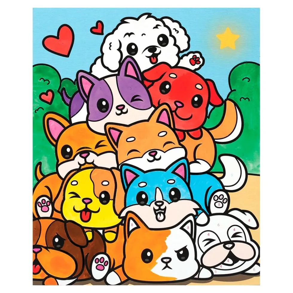 Set pintar por números perros