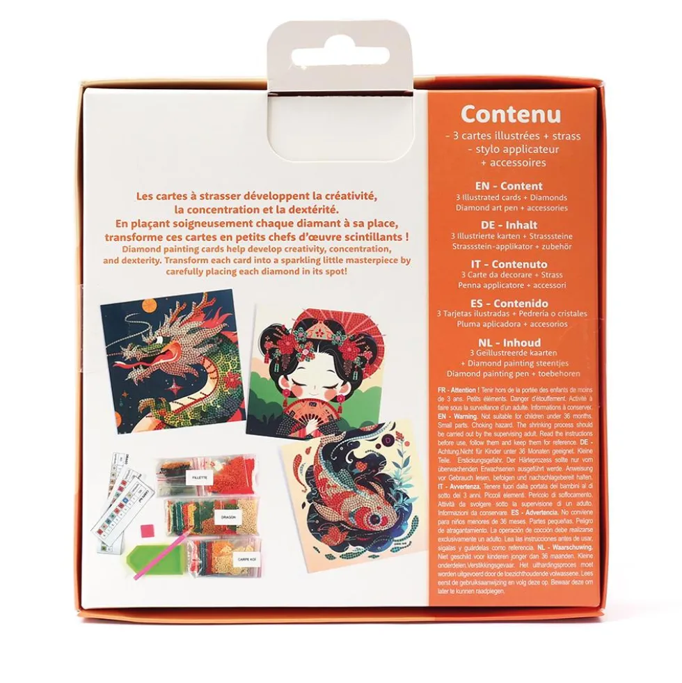 Set 3 tarjetas para decorar con diamantes Japón