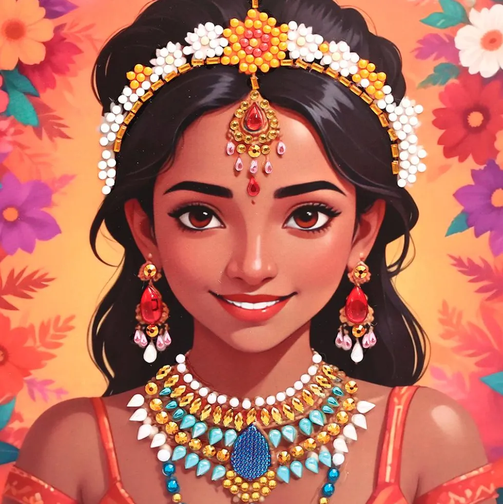 Set 3 tarjetas para decorar con diamantes India
