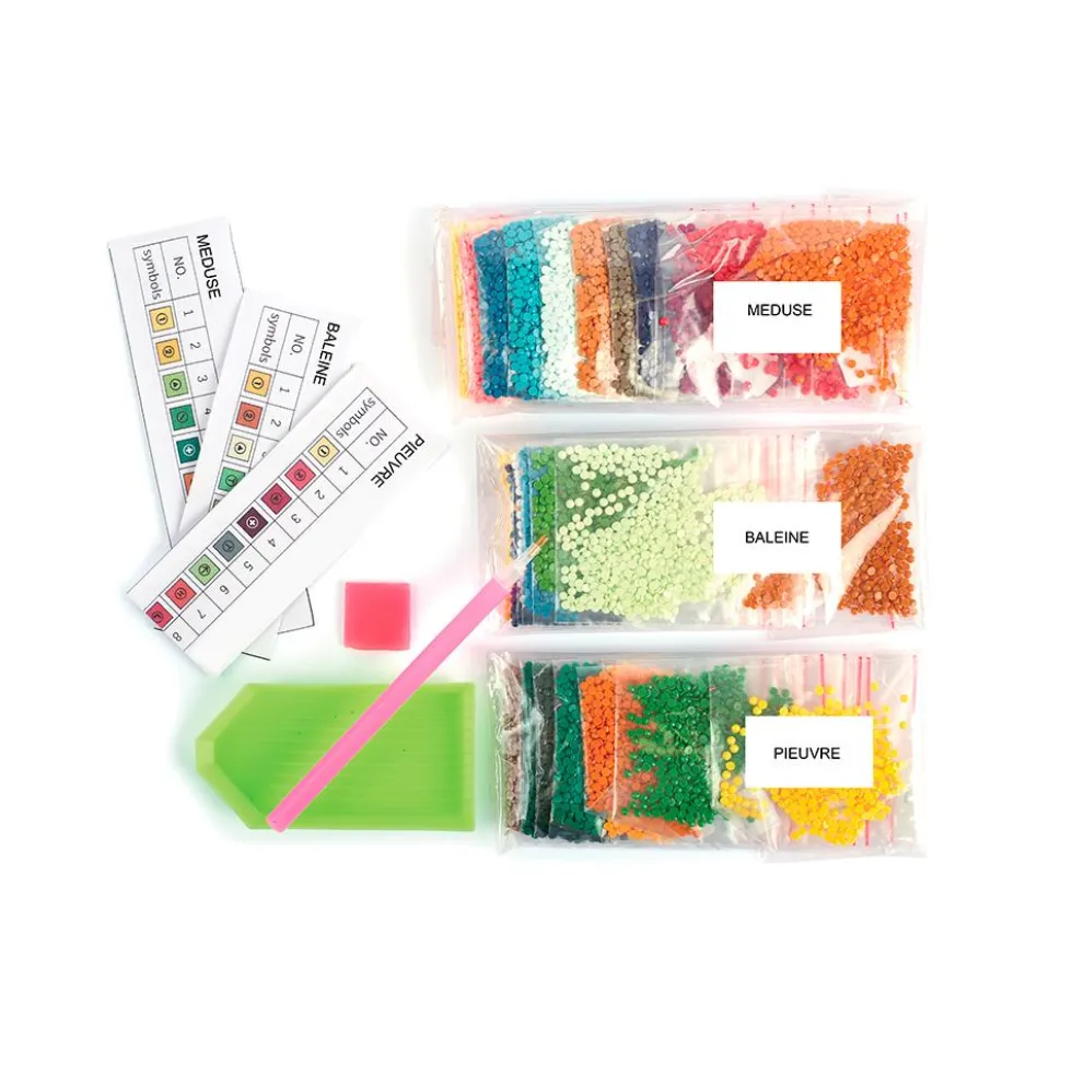 Set 3 tarjetas para decorar con diamantes mundo marino