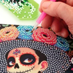 Set 3 tarjetas para decorar con diamantes día de los muertos