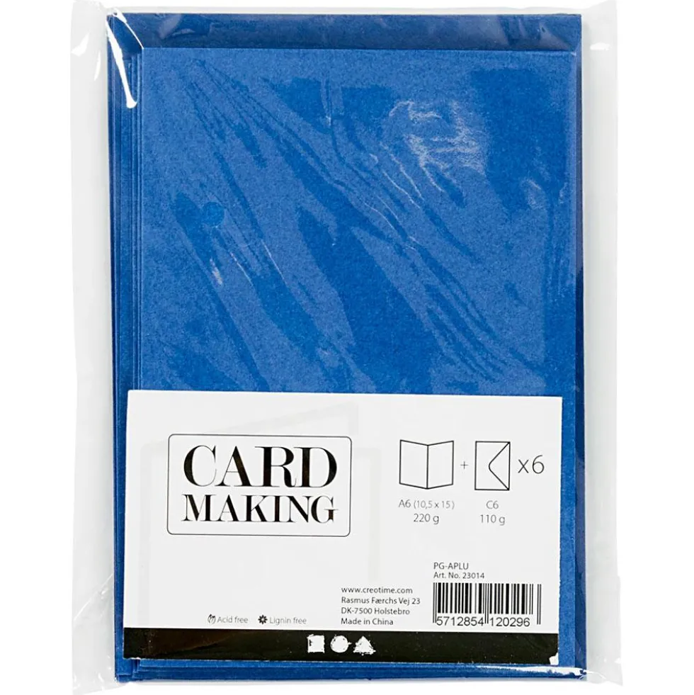Tarjeta y sobre color azul marino set 6 unidades