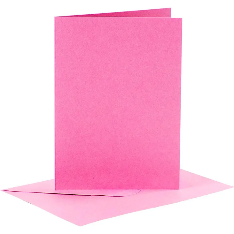 Tarjeta y sobre color rosa set 6 unidades