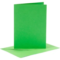 Tarjeta y sobre color verde set 6 unidades