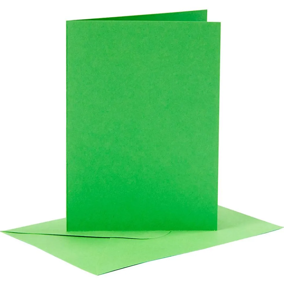 Tarjeta y sobre color verde set 6 unidades