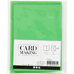 Tarjeta y sobre color verde set 6 unidades